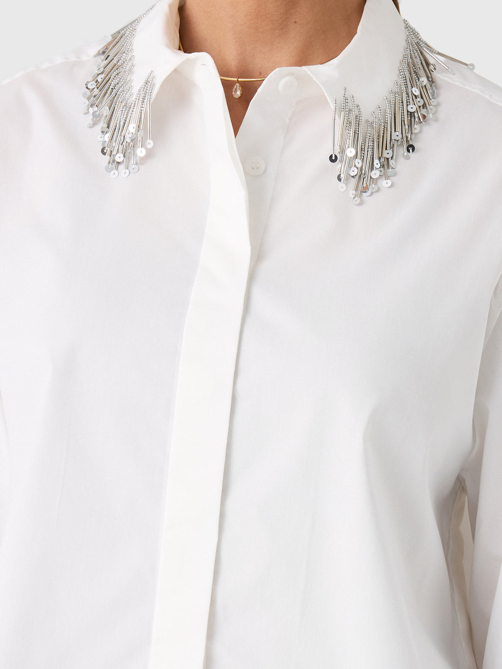 Simkhai Women's Renata Embellished Cropped Button-Down Shirt - Saint Bernard