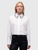 Simkhai Women's Renata Embellished Cropped Button-Down Shirt - Saint Bernard