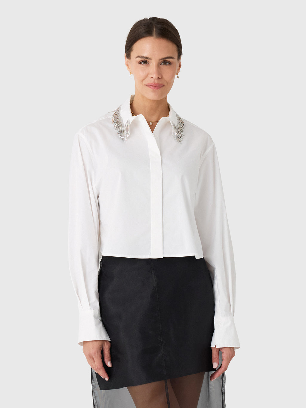 Simkhai Women's Renata Embellished Cropped Button-Down Shirt - Saint Bernard