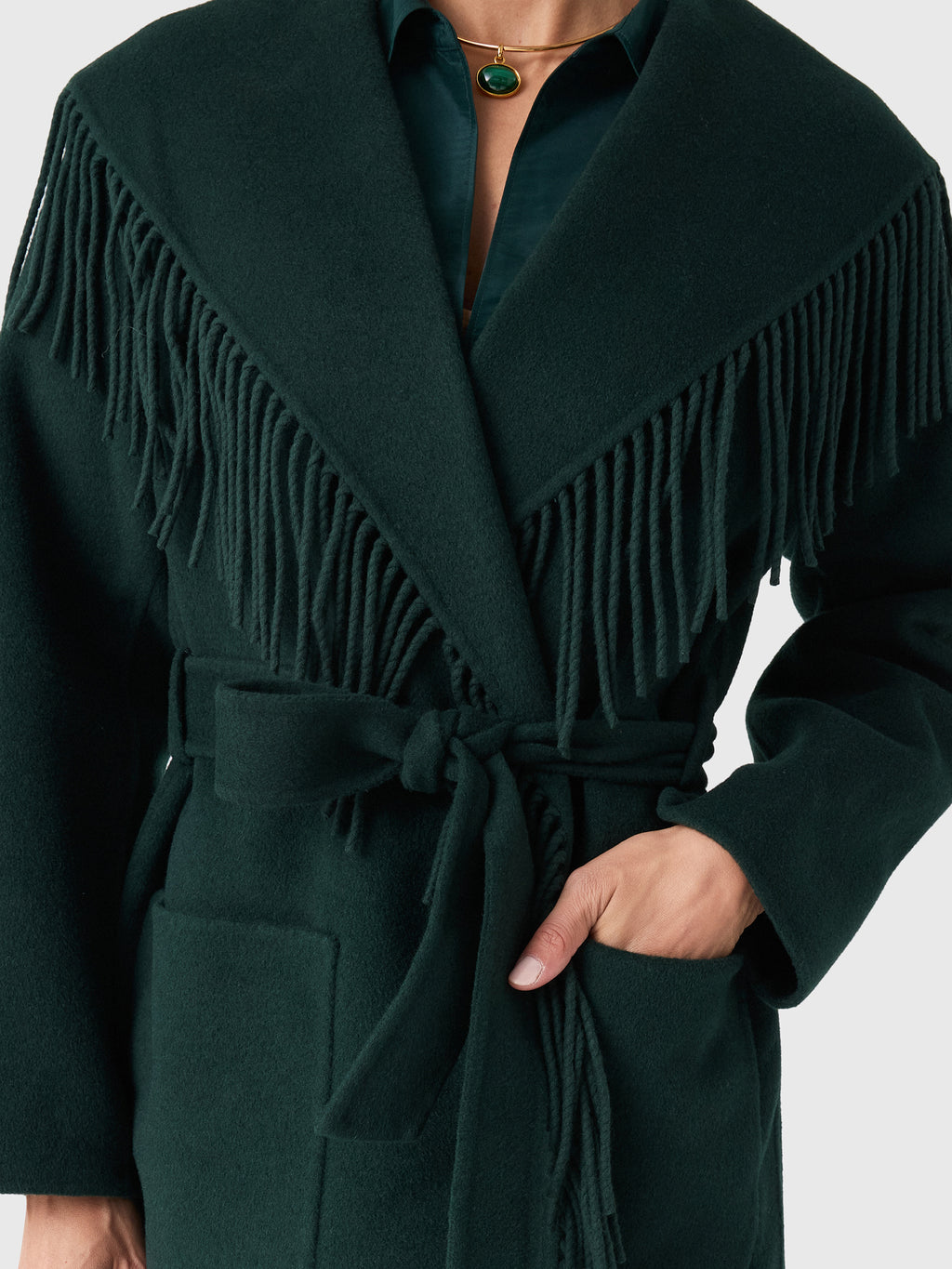 Simkhai Women's Carrie Fringe Robe Coat - Saint Bernard