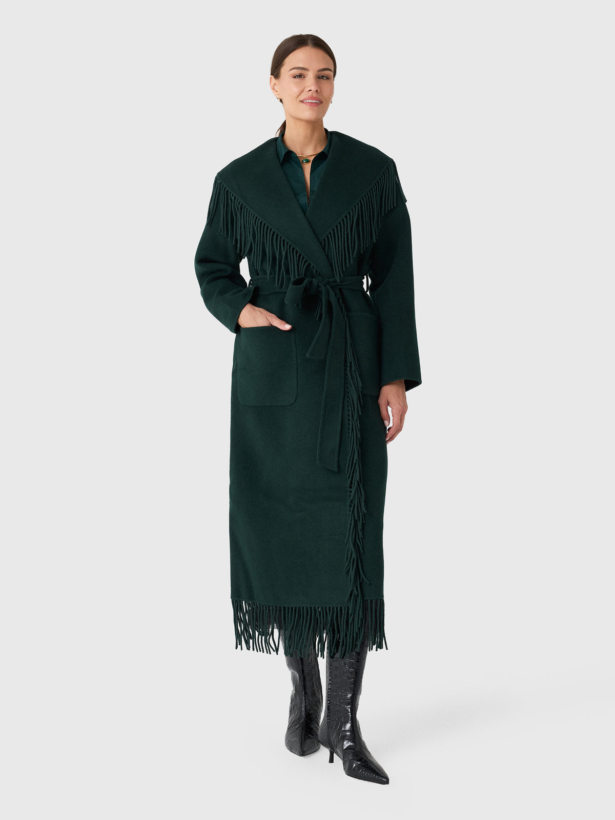Simkhai Women's Carrie Fringe Robe Coat - Saint Bernard