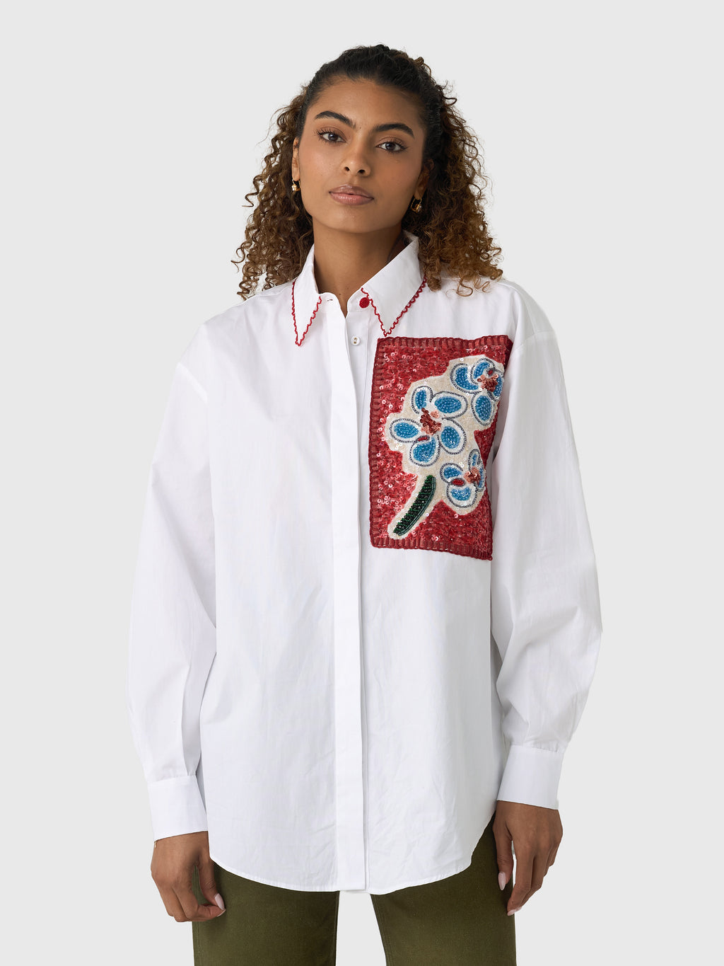 Alemais Women's Scarlet Embellished Shirt