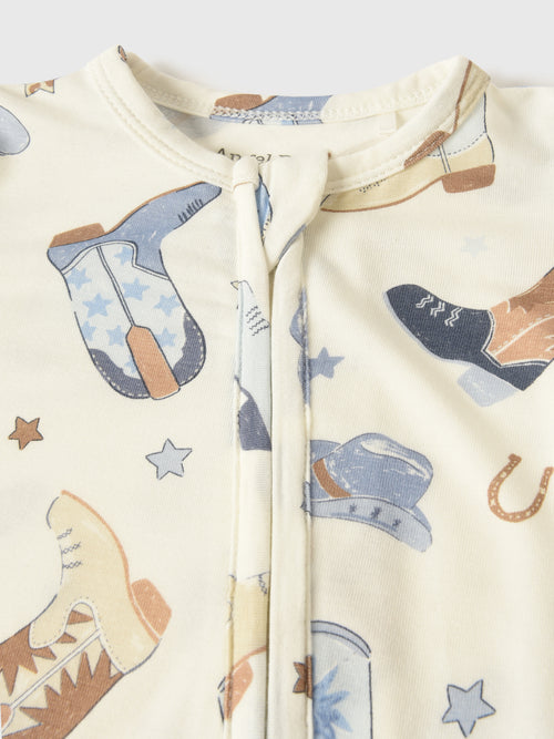 Angel Dear Baby Boys' Cowboy Boots 2-Way Zipper Footie