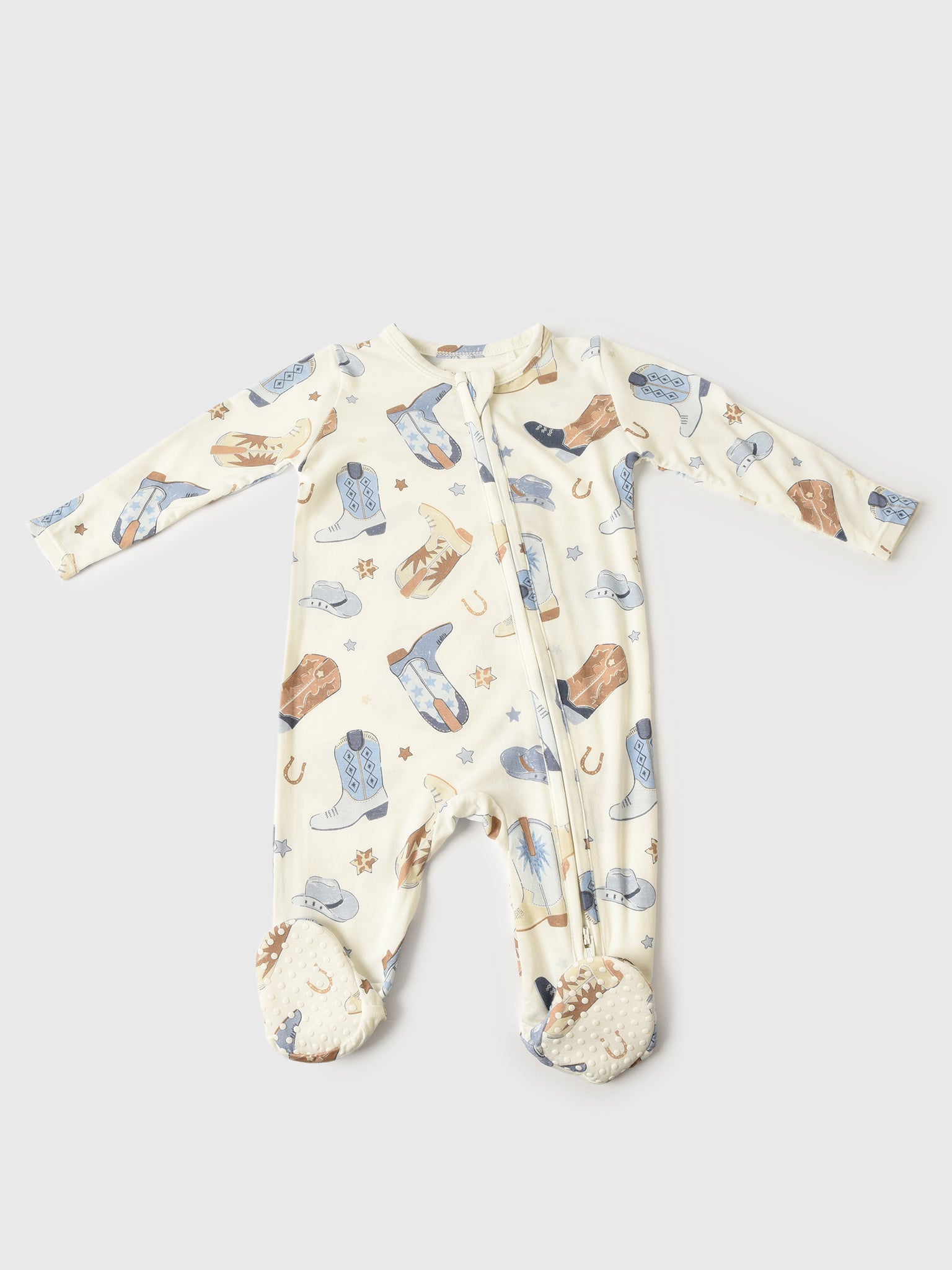 Angel Dear Baby Boys' Cowboy Boots 2-Way Zipper Footie - Saint Bernard