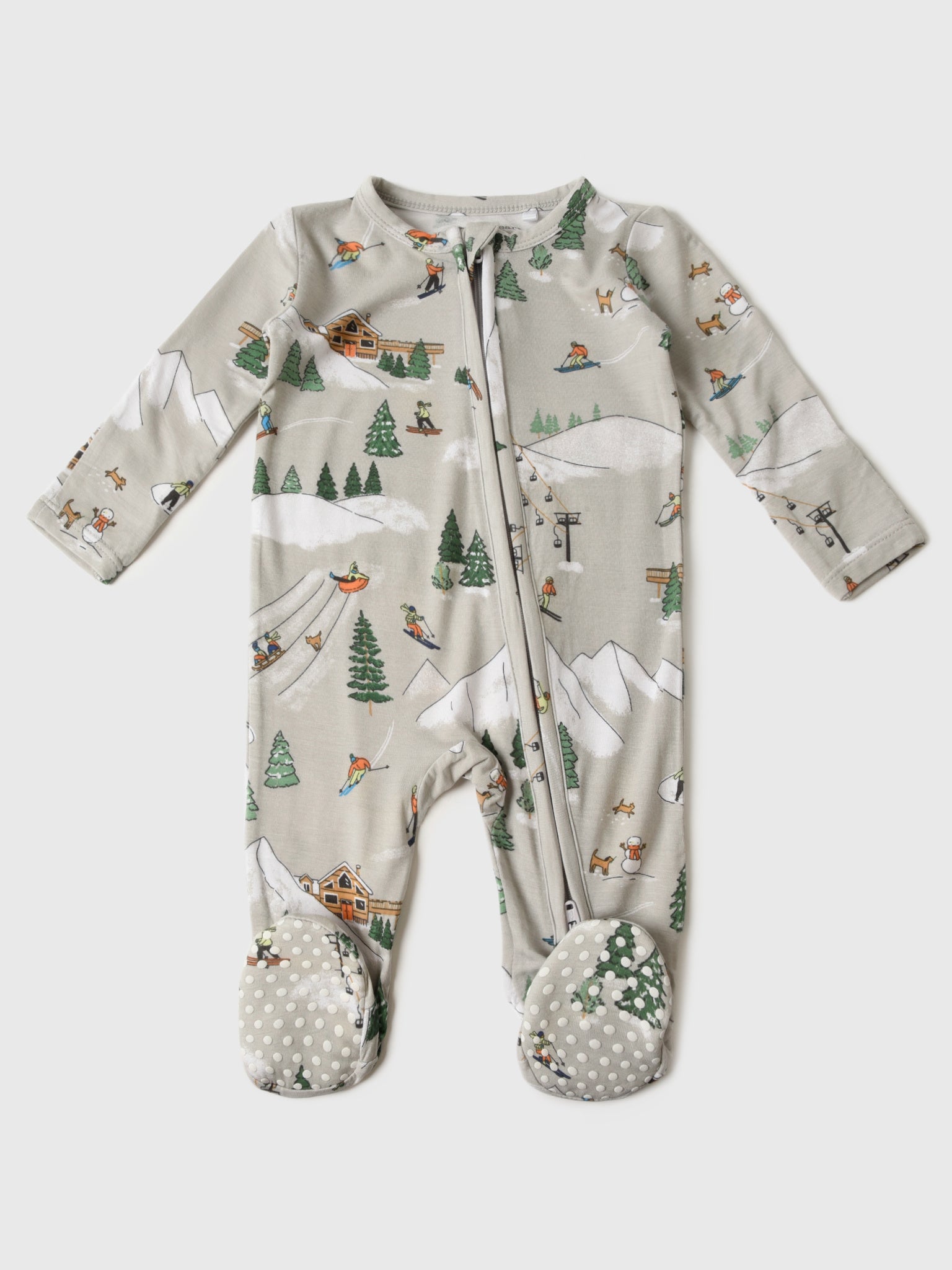 Angel Dear Baby Boys' Winter Fun Skiers 2-Way Zipper Footie - Saint Bernard