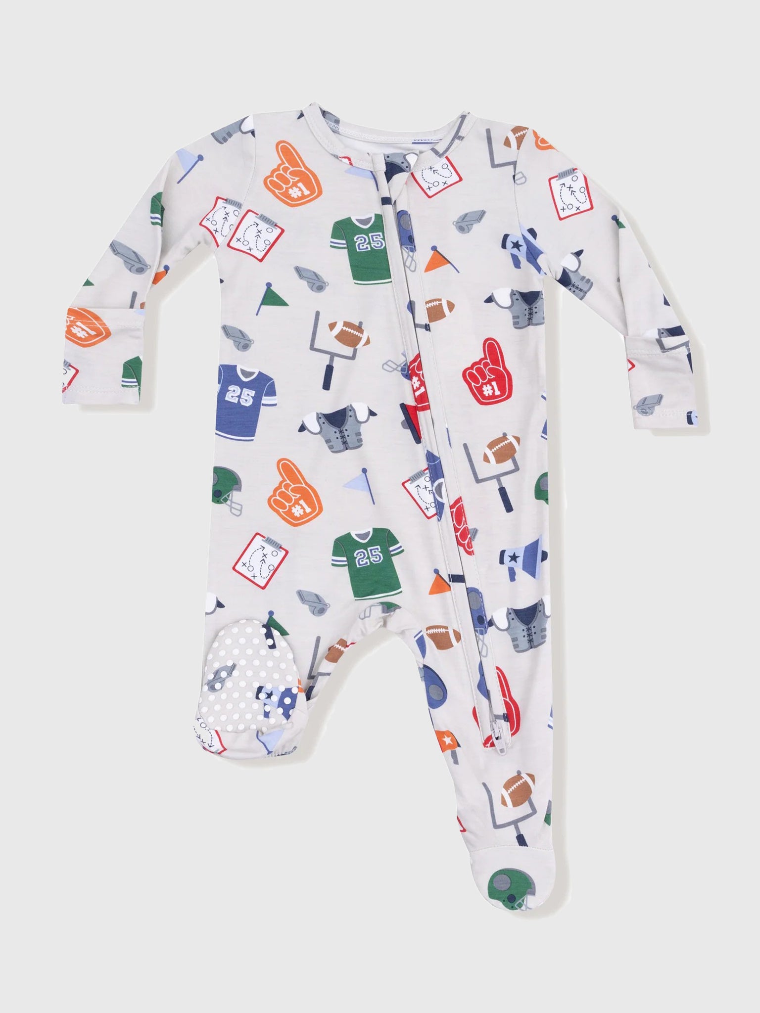 Angel Dear Baby Boys' Game Day 2-Way Zipper Footie - Saint Bernard