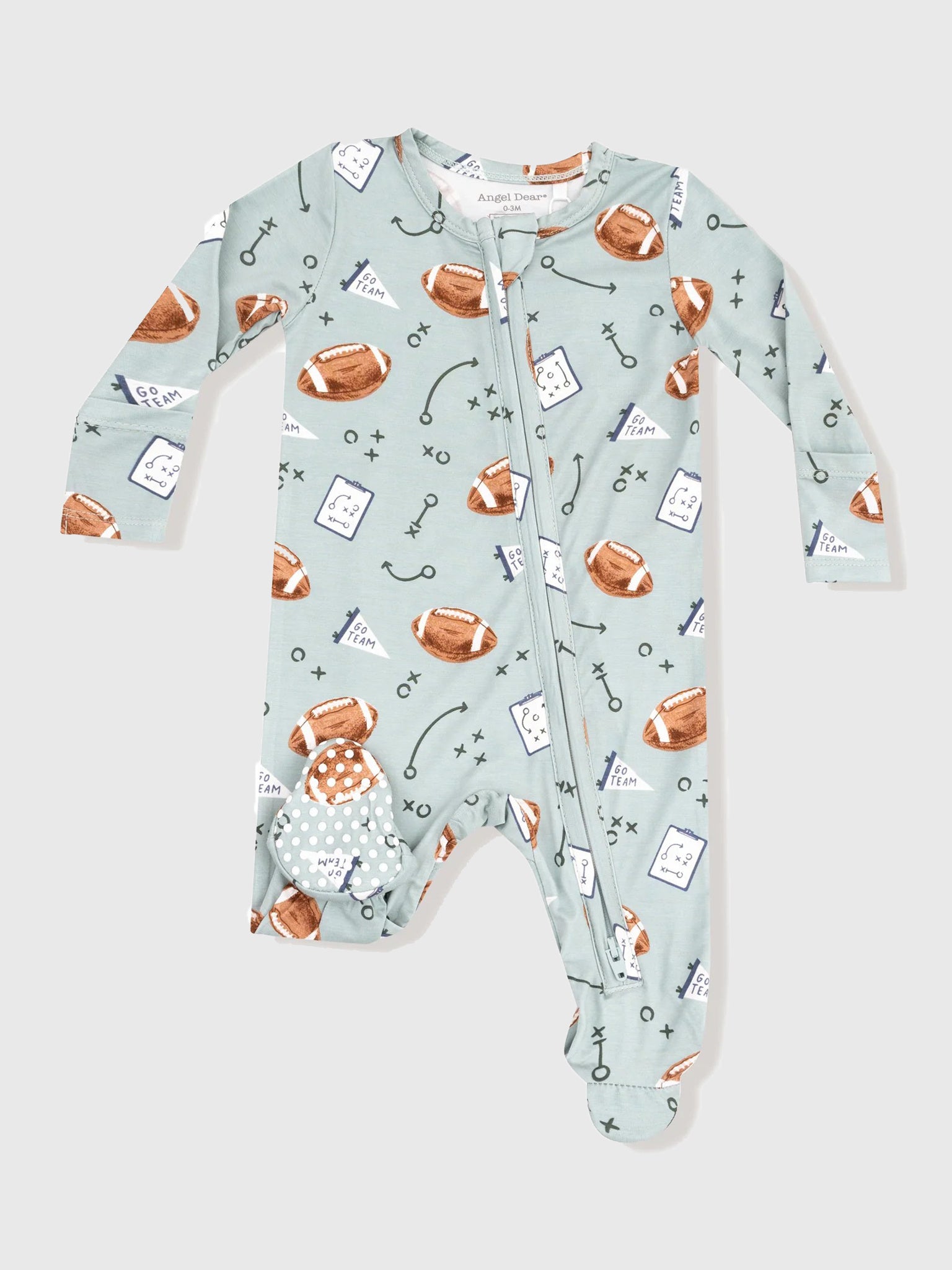 Angel Dear Baby Boys' Touchdown Time 2-Way Zipper Footie - Saint Bernard