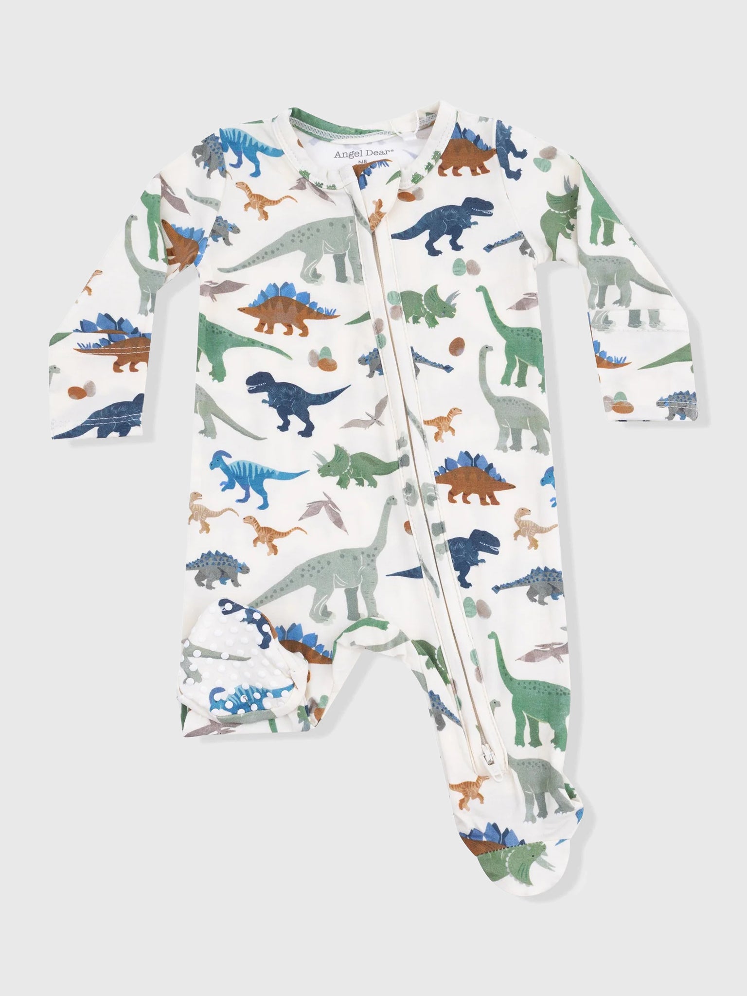 Angel Dear Baby Boys' Washy Dinos 2-Way Zipper Footie - Saint Bernard