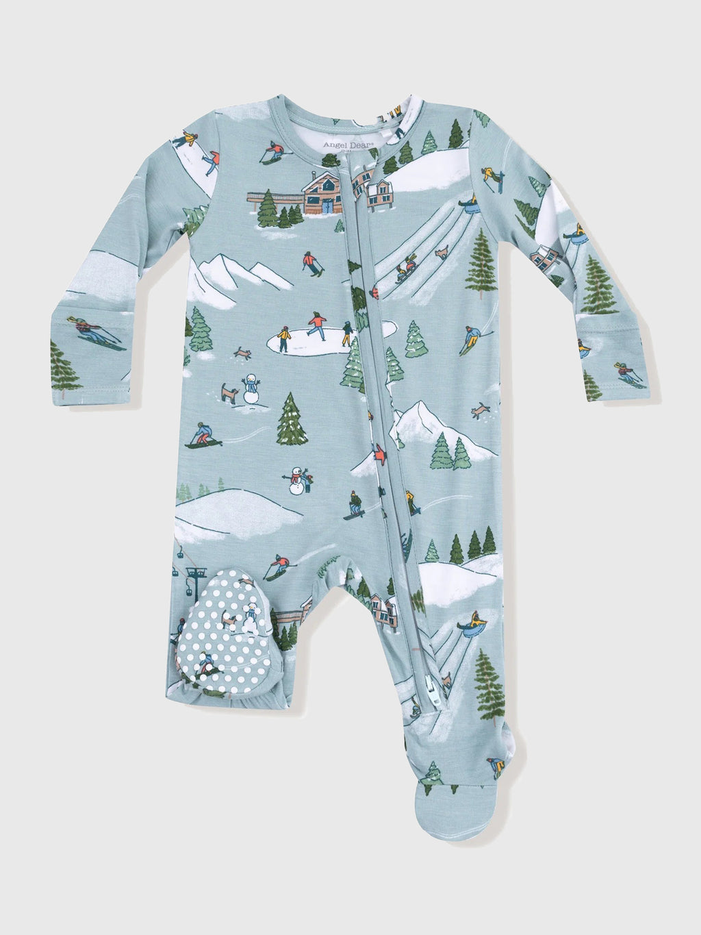 Angel Dear Baby Winter Fun Skiers 2-Way Zipper Footie - Saint Bernard