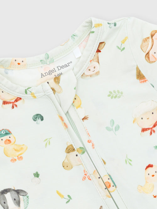 Angel Dear Baby Farm Faces 2-Way Zipper Footie - Saint Bernard