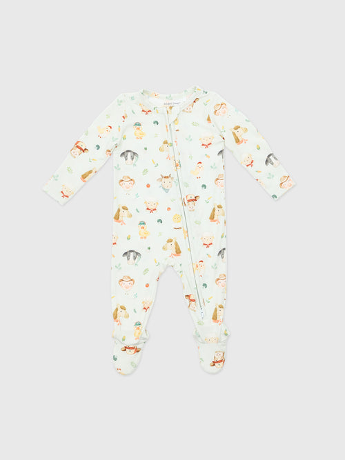 Angel Dear Baby Farm Faces 2-Way Zipper Footie - Saint Bernard
