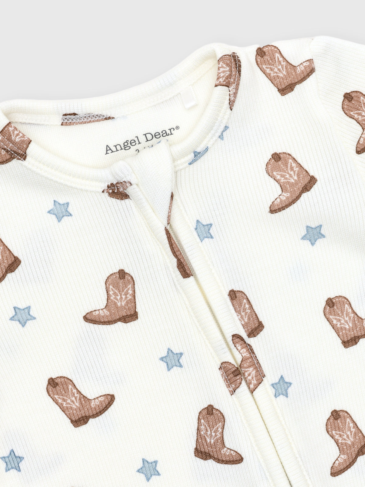 Angel Dear Baby Boys' Mini Cowboy Boots 2-Way Zipper Footie - Saint Bernard