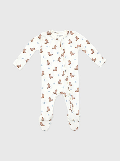 Angel Dear Baby Boys' Mini Cowboy Boots 2-Way Zipper Footie - Saint Bernard
