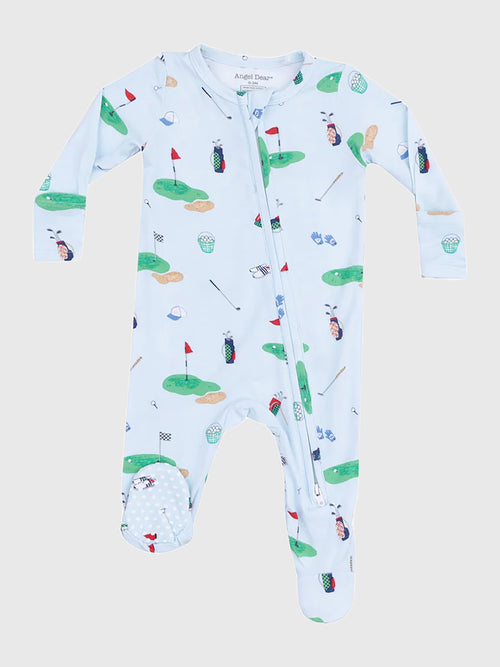 Angel Dear Baby Boys' Golf Things Blue 2-Way Zipper Footie
