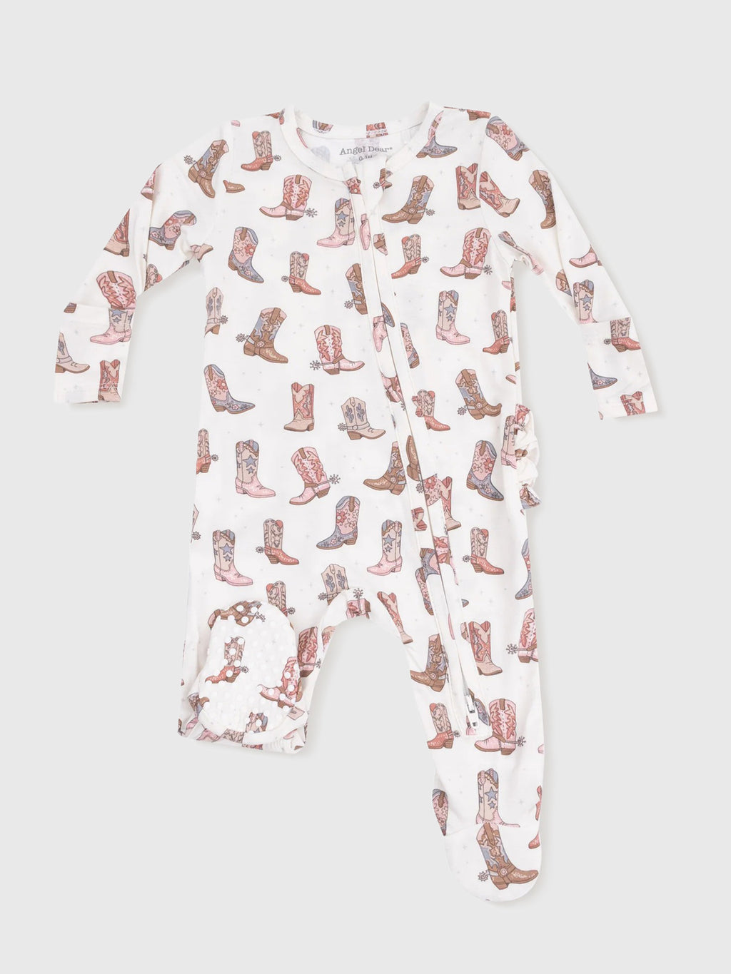 Angel Dear Baby Girls' Future Cowgirl 2-Way Zipper Ruffle Back Footie - Saint Bernard