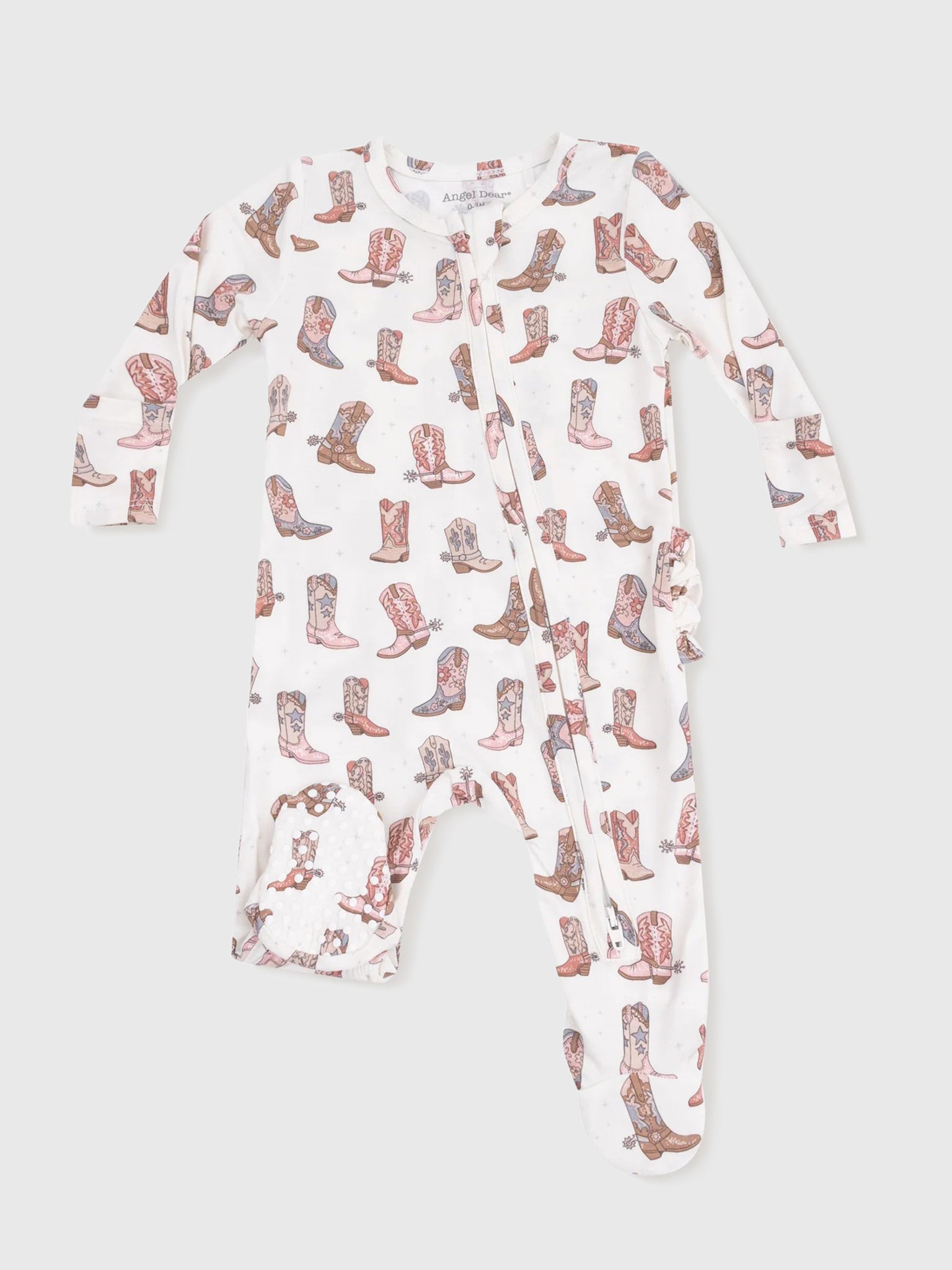 Angel Dear Baby Girls' Future Cowgirl 2-Way Zipper Ruffle Back Footie - Saint Bernard