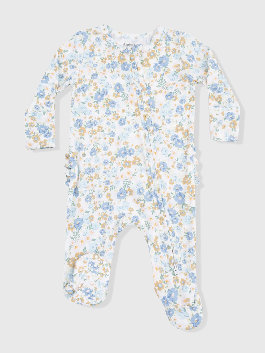 Angel Dear Baby Girls' Sweet Rose Calico 2-Way Zipper Ruffle Back Footie - Saint Bernard