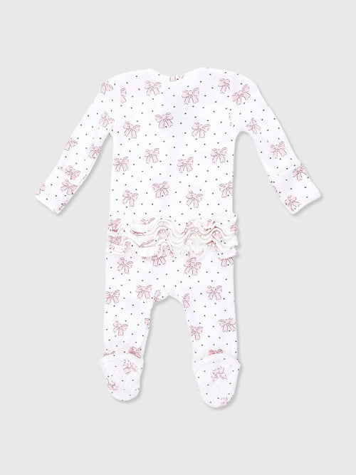 Angel Dear Baby Girls' 2-Way Zipper Ruffle Back Footie - Saint Bernard