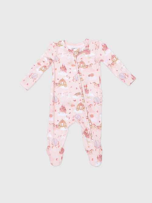 Angel Dear Baby Girls' 2-Way Zipper Ruffle Back Footie