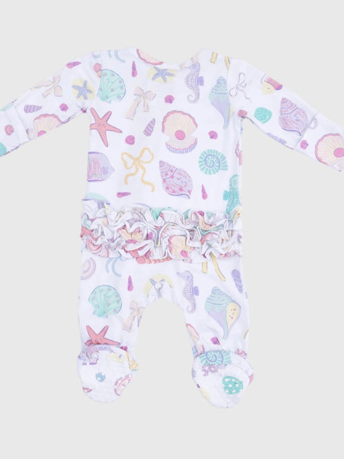 Angel Dear Baby Girls' 2-Way Zipper Ruffle Back Footie