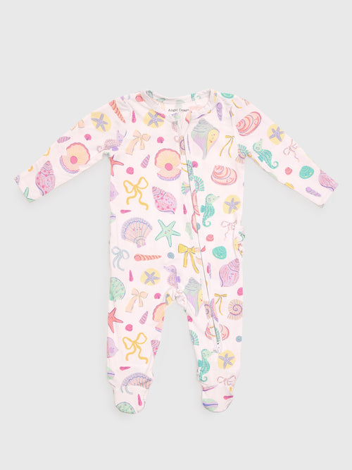 Angel Dear Baby Girls' 2-Way Zipper Ruffle Back Footie