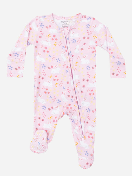 Angel Dear Baby Girls' 2-Way Zipper Ruffle Back Footie
