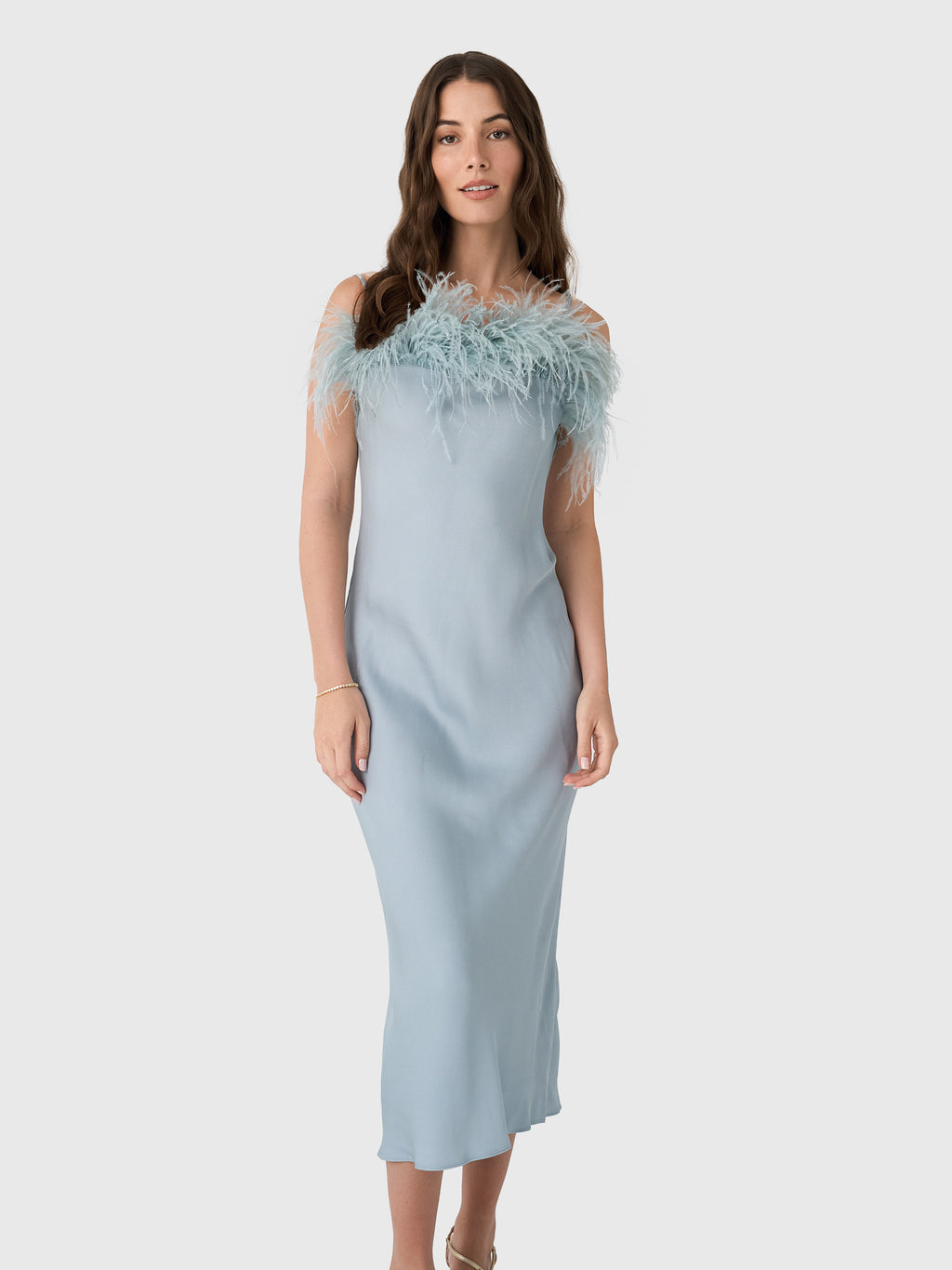 ALC Women's Odette Feather Trimmed Midi Dress - Saint Bernard