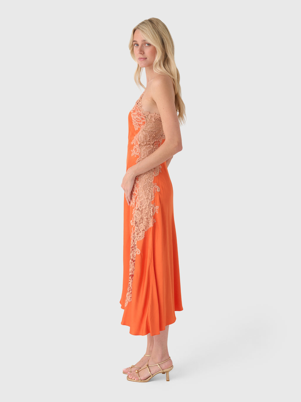 ALC Women's Lou Satin & Lace Midi Dress - Saint Bernard