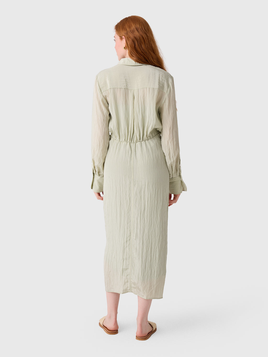 ALC Women's Mila Washed Taffeta Midi Shirtdress - Saint Bernard