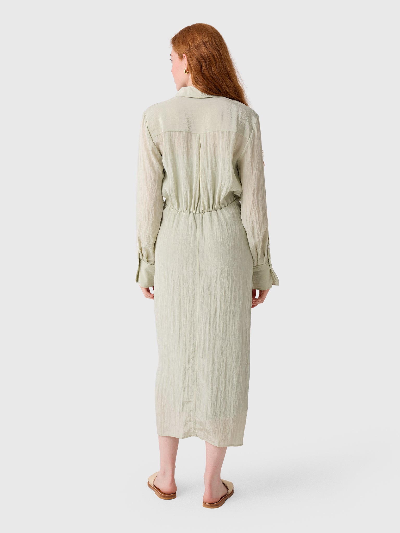 ALC Women's Mila Washed Taffeta Midi Shirtdress - Saint Bernard