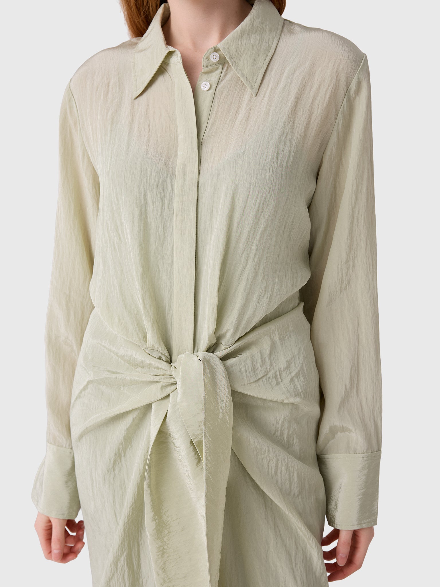 ALC Women's Mila Washed Taffeta Midi Shirtdress - Saint Bernard
