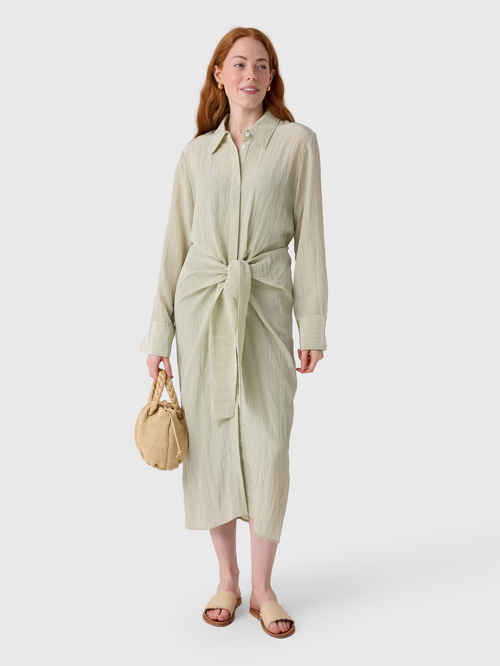 ALC Women's Mila Washed Taffeta Midi Shirtdress - Saint Bernard