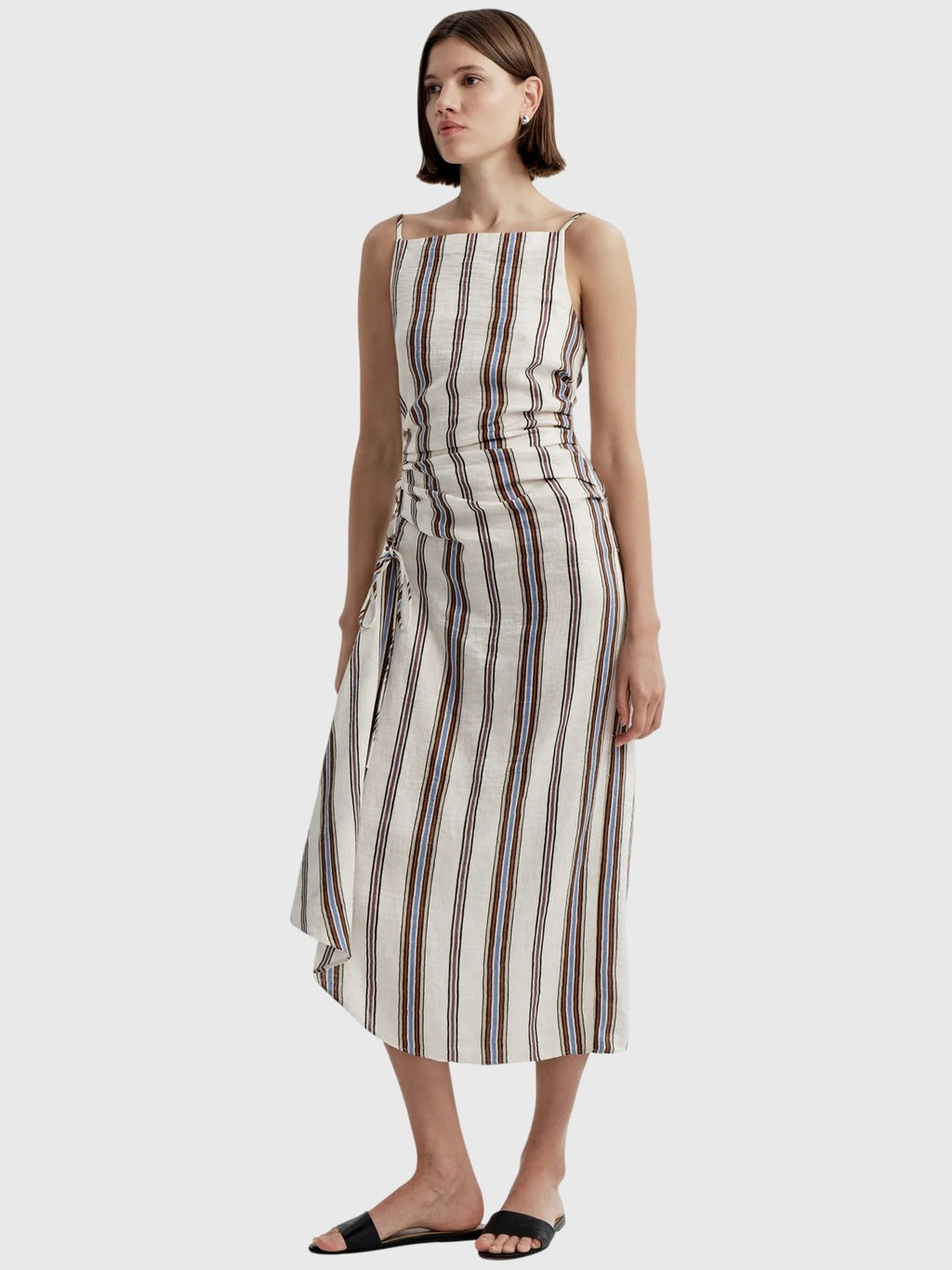 ALC Women's Naomi Striped Linen Midi Dress - Saint Bernard