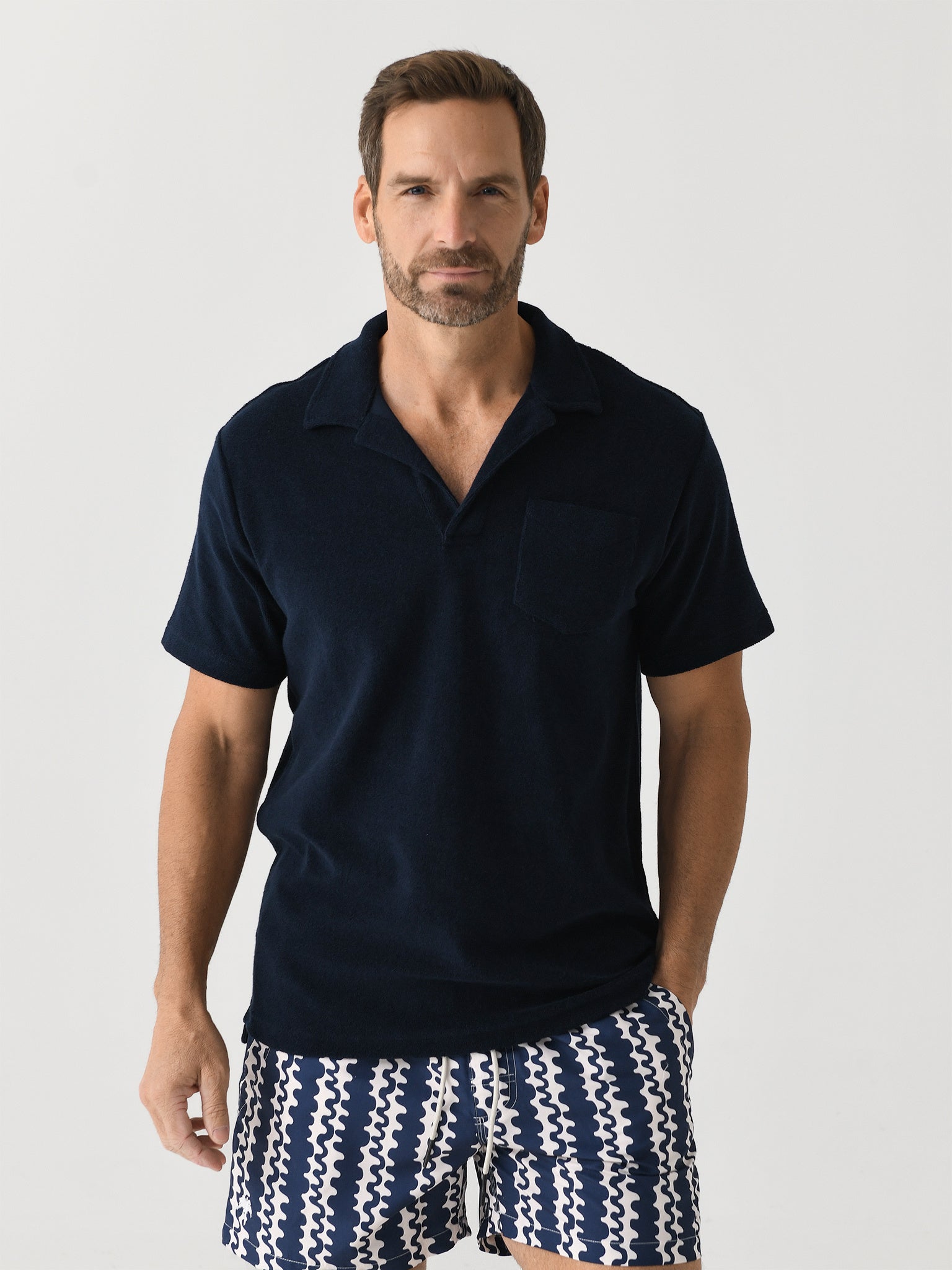 OAS Men's Navy Polo Terry Shirt - Saint Bernard