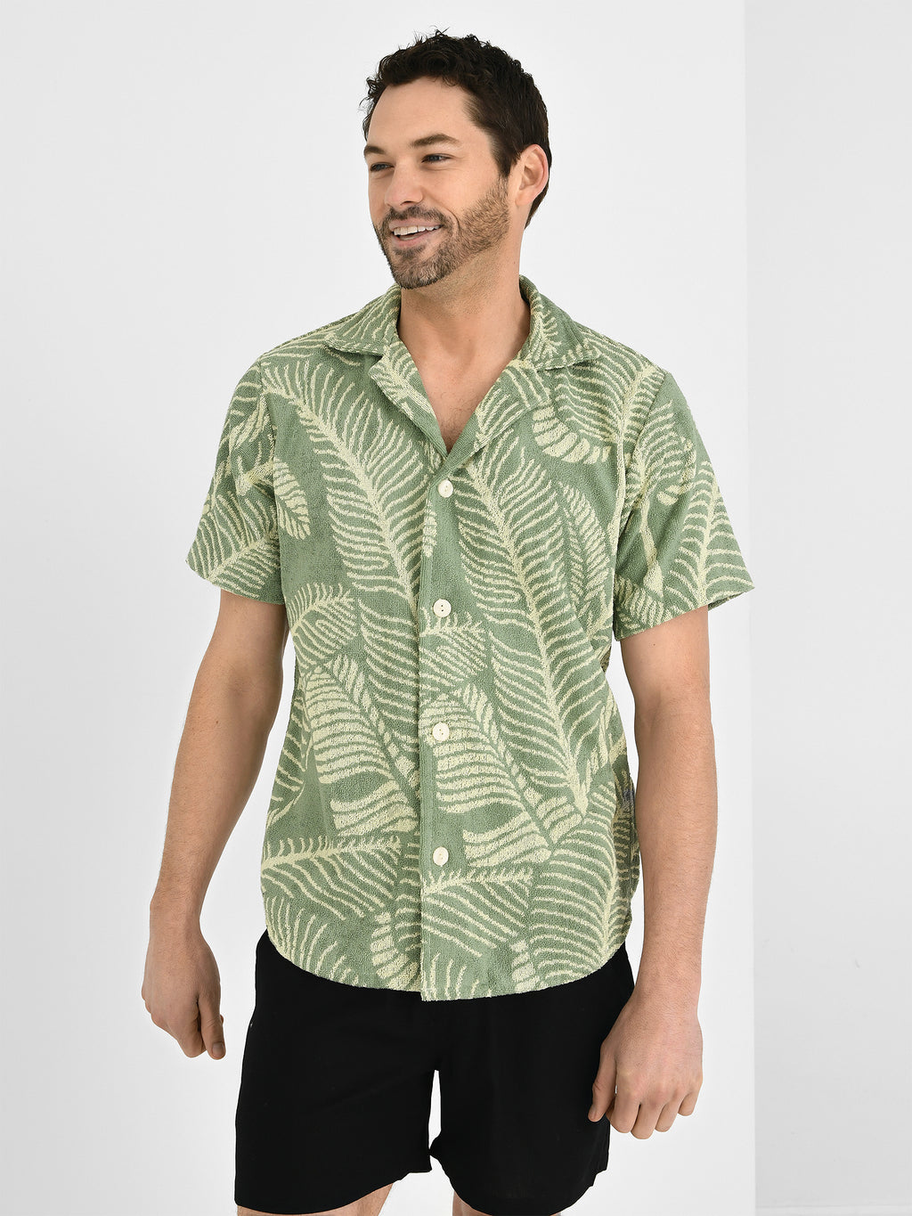 OAS Men's Banana Leaf Cuba Terry Shirt - Saint Bernard