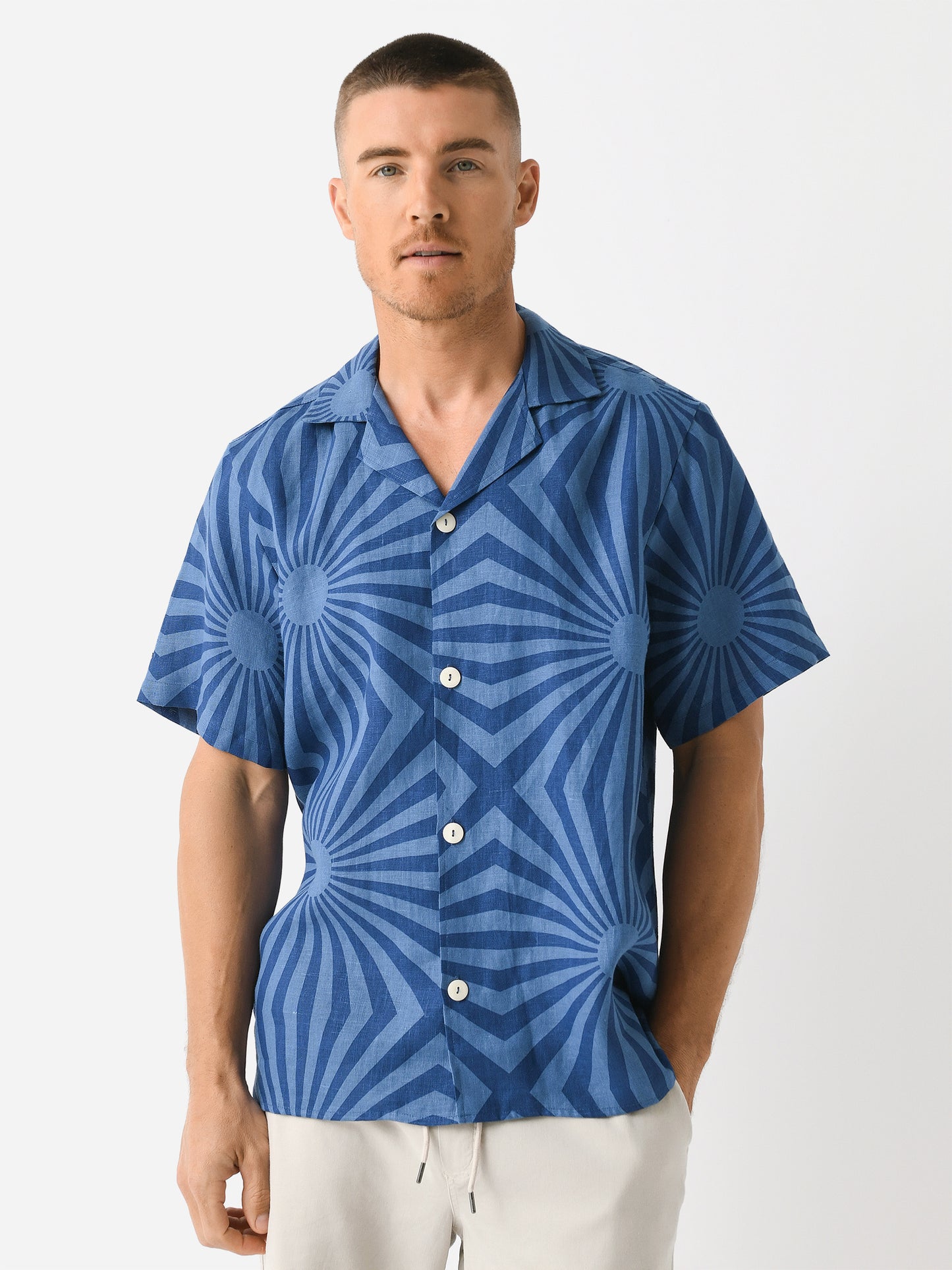OAS Men's Costal Cortado Cuba Linen Shirt - Saint Bernard