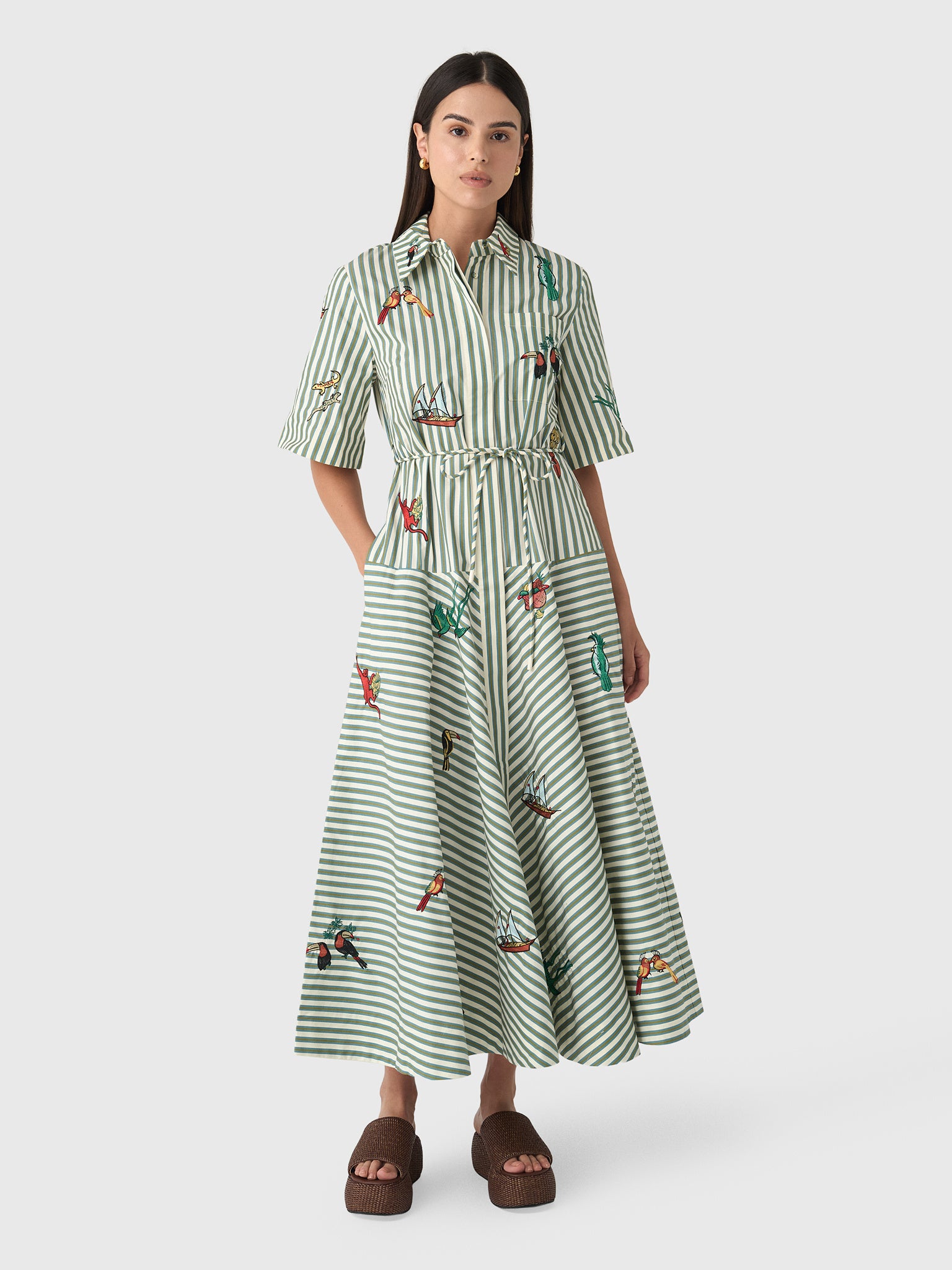 Alemais Women's Bisou Embroidered Shirtdress - Saint Bernard