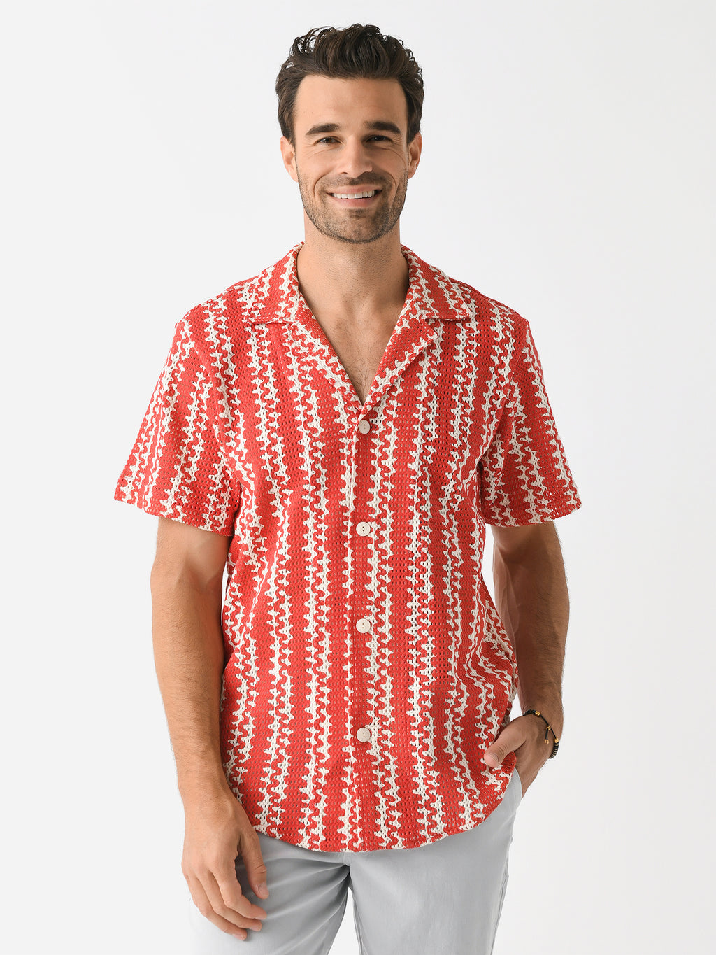 OAS Men's Scribble Cuba Net Shirt - Saint Bernard