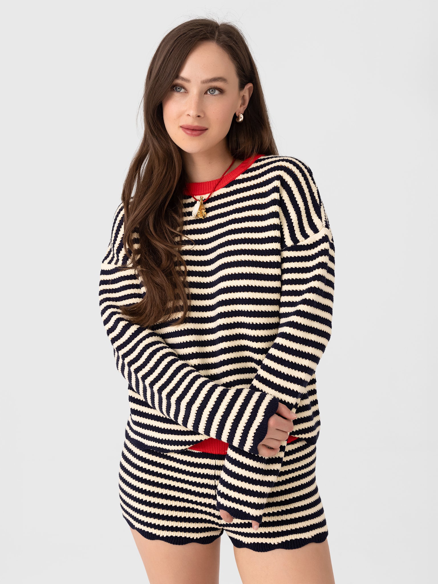 Ciao Lucia Women's Febo Crochet Crewneck Sweater - Saint Bernard