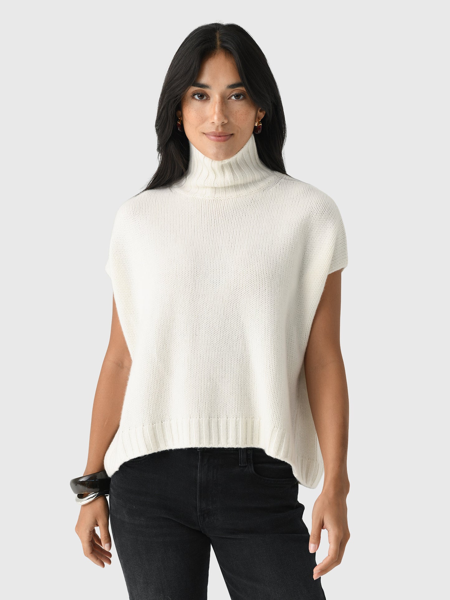Organic John Patrick Women's Turtleneck Gilet - Saint Bernard