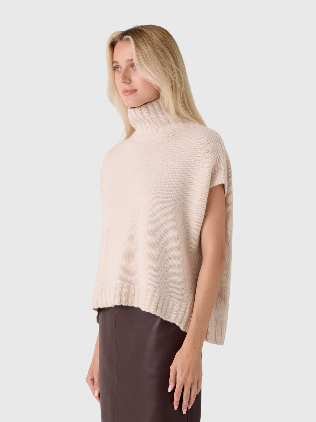 Organic John Patrick Women's Turtleneck Gilet - Saint Bernard