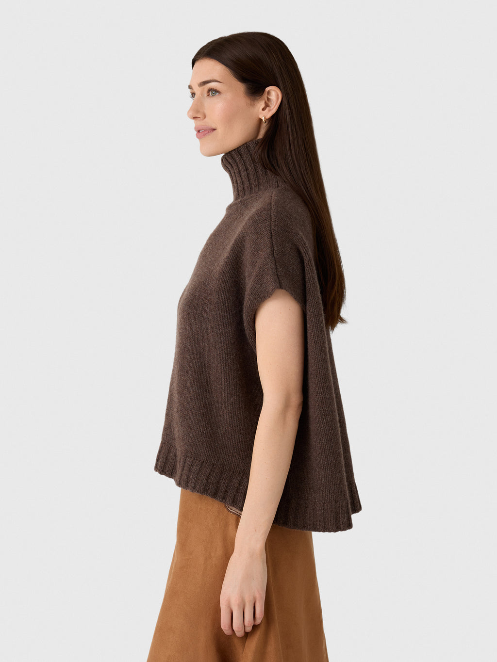 Organic John Patrick Women's Turtleneck Gilet - Saint Bernard