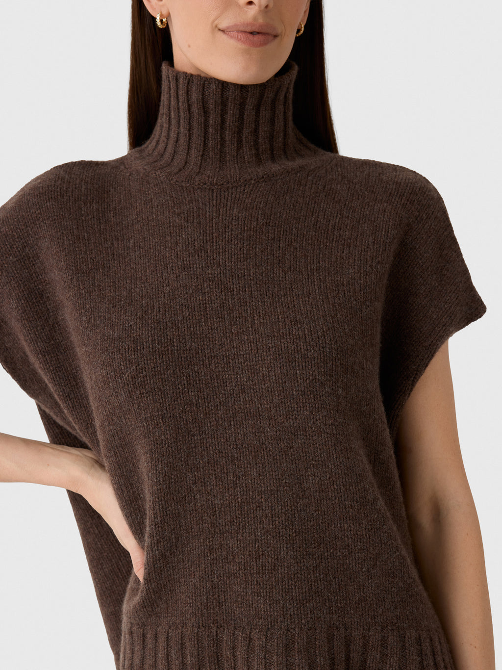 Organic John Patrick Women's Turtleneck Gilet - Saint Bernard