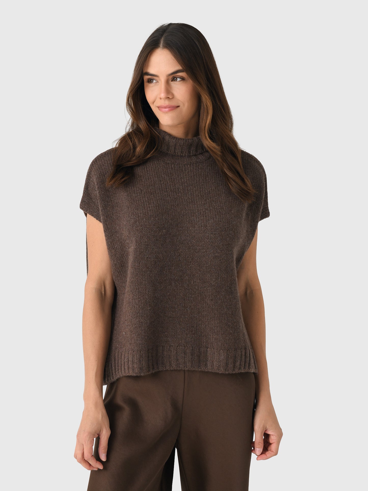 Organic John Patrick Women's Turtleneck Gilet - Saint Bernard