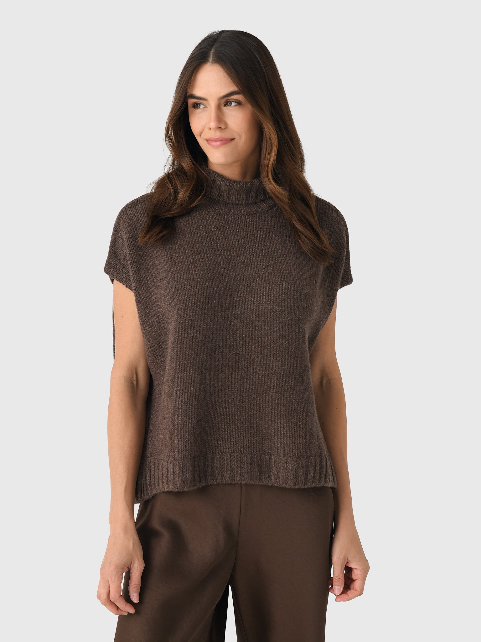 Organic John Patrick Women's Turtleneck Gilet - Saint Bernard