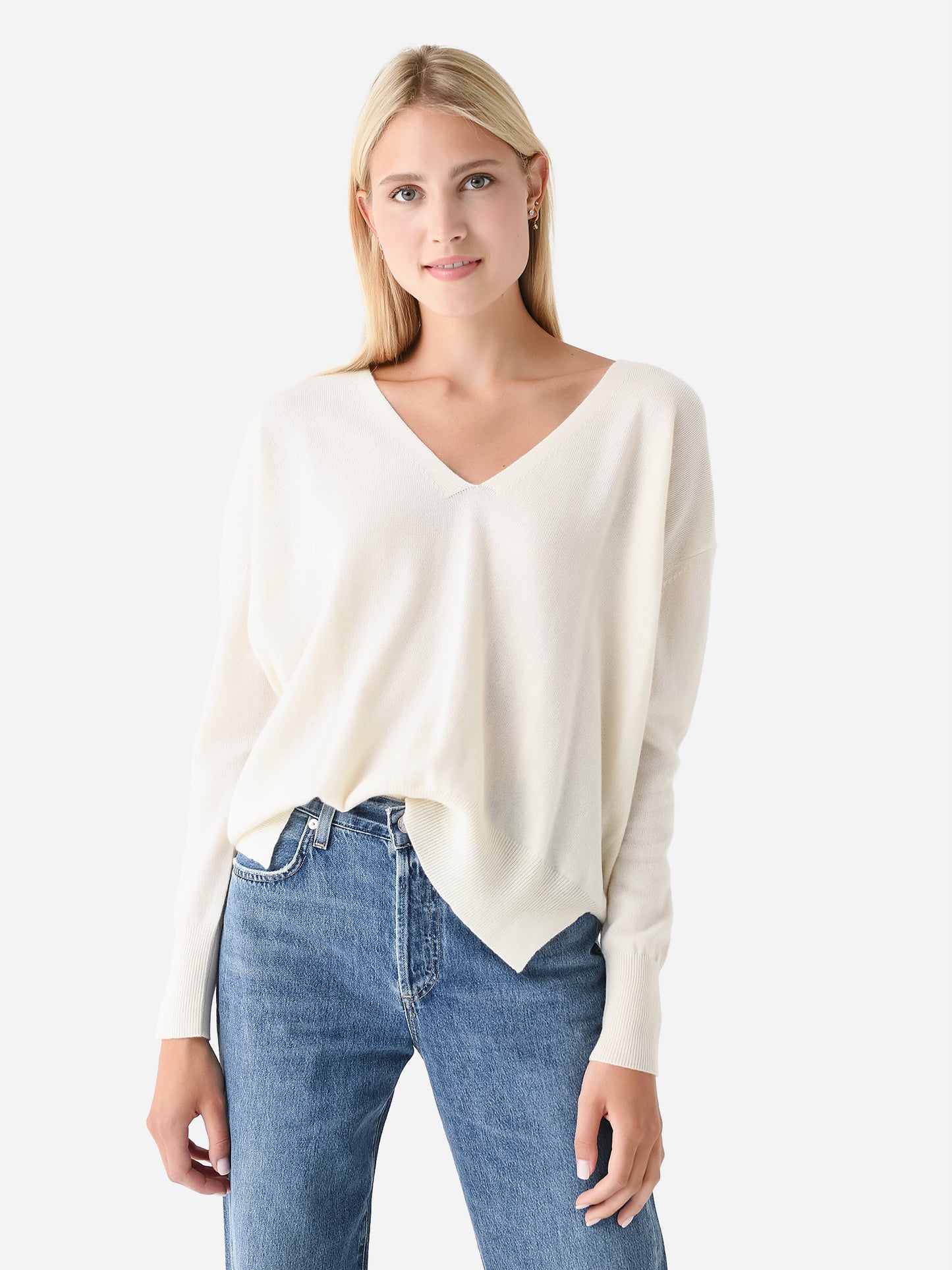 Organic John Patrick Women's Ada Cashmere V-Neck Sweater - Saint Bernard