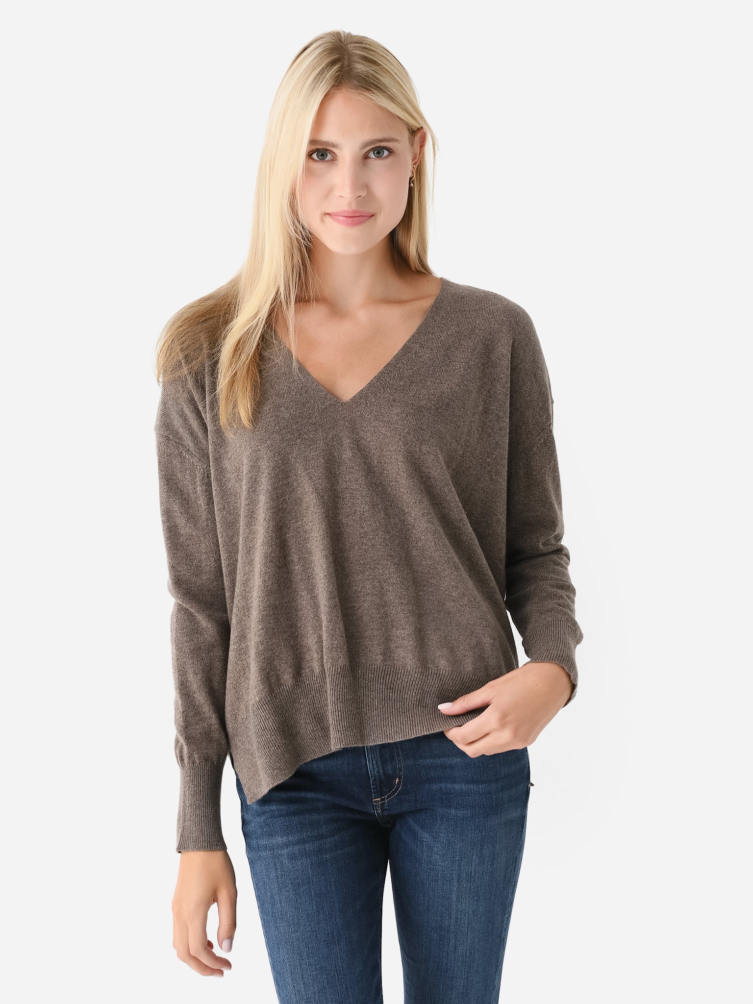 Organic John Patrick Women's Ada Cashmere V-Neck Sweater - Saint Bernard