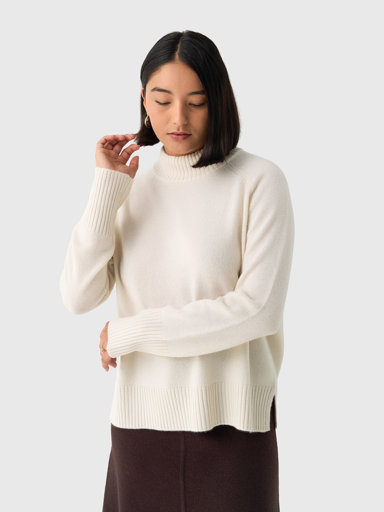 Organic John Patrick Women's Mock Neck Pullover - Saint Bernard