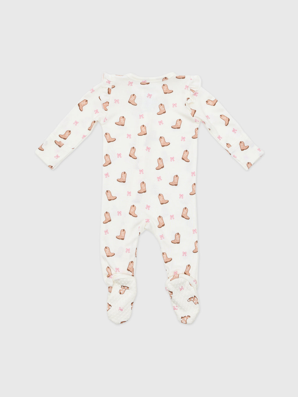 Angel Dear Baby Girls' Mini Cowgirl Boots 2-Way Zipper Ruffle Sleeve Footie - Saint Bernard