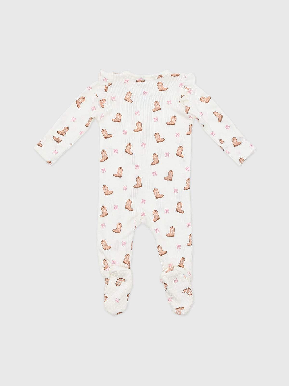 Angel Dear Baby Girls' Mini Cowgirl Boots 2-Way Zipper Ruffle Sleeve Footie - Saint Bernard